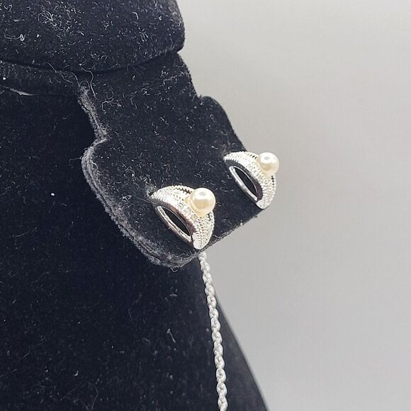 Beautiful Faux Pearl 16” Necklace & Matching Earring Set - NVC - Picture 3 of 8